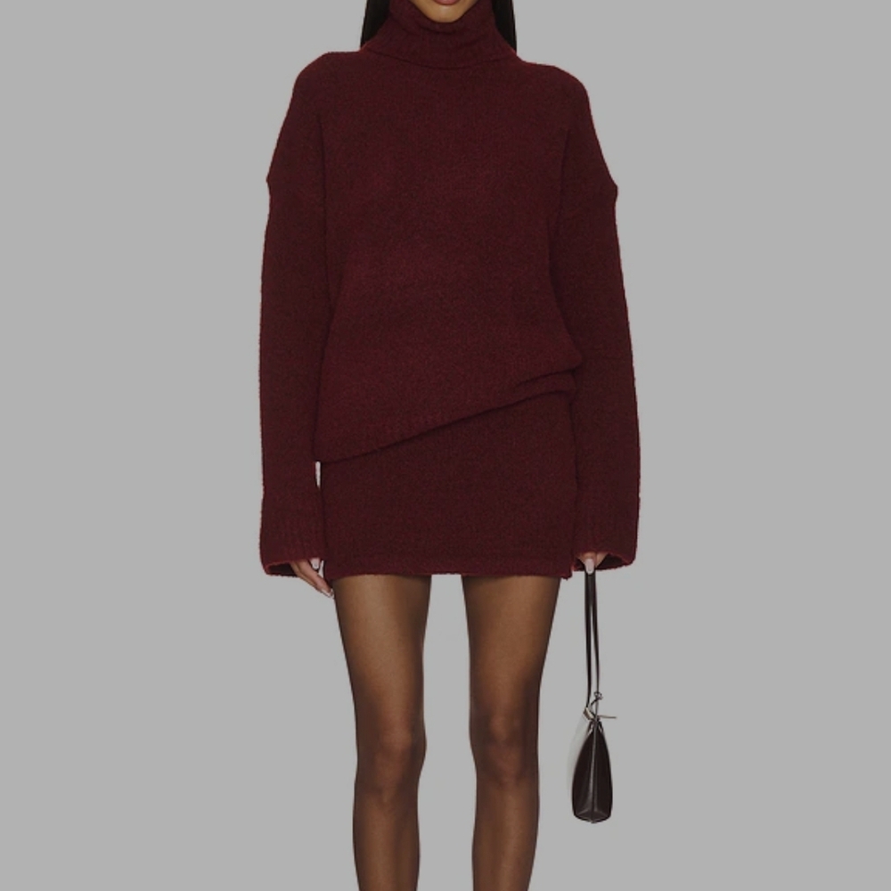REVOLVE Deep Burgundy Mini Skirt&Sweater Winnie SET